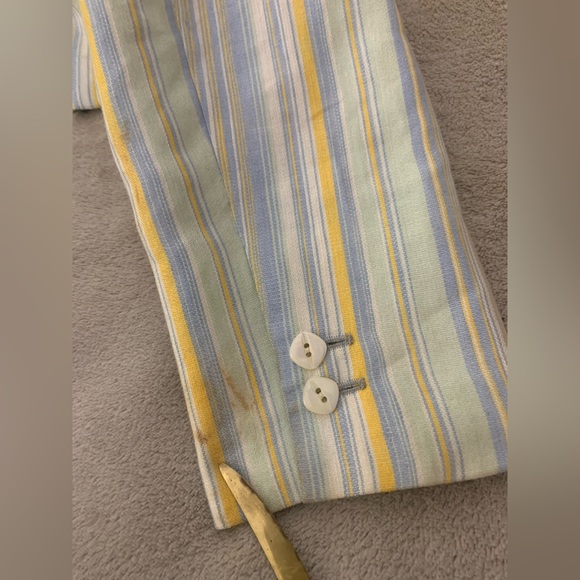 SALVATORE FERRAGAMO 2 Piece Striped Blue Yellow Suite Skirt Preppy High Fashion - Picture 12 of 15